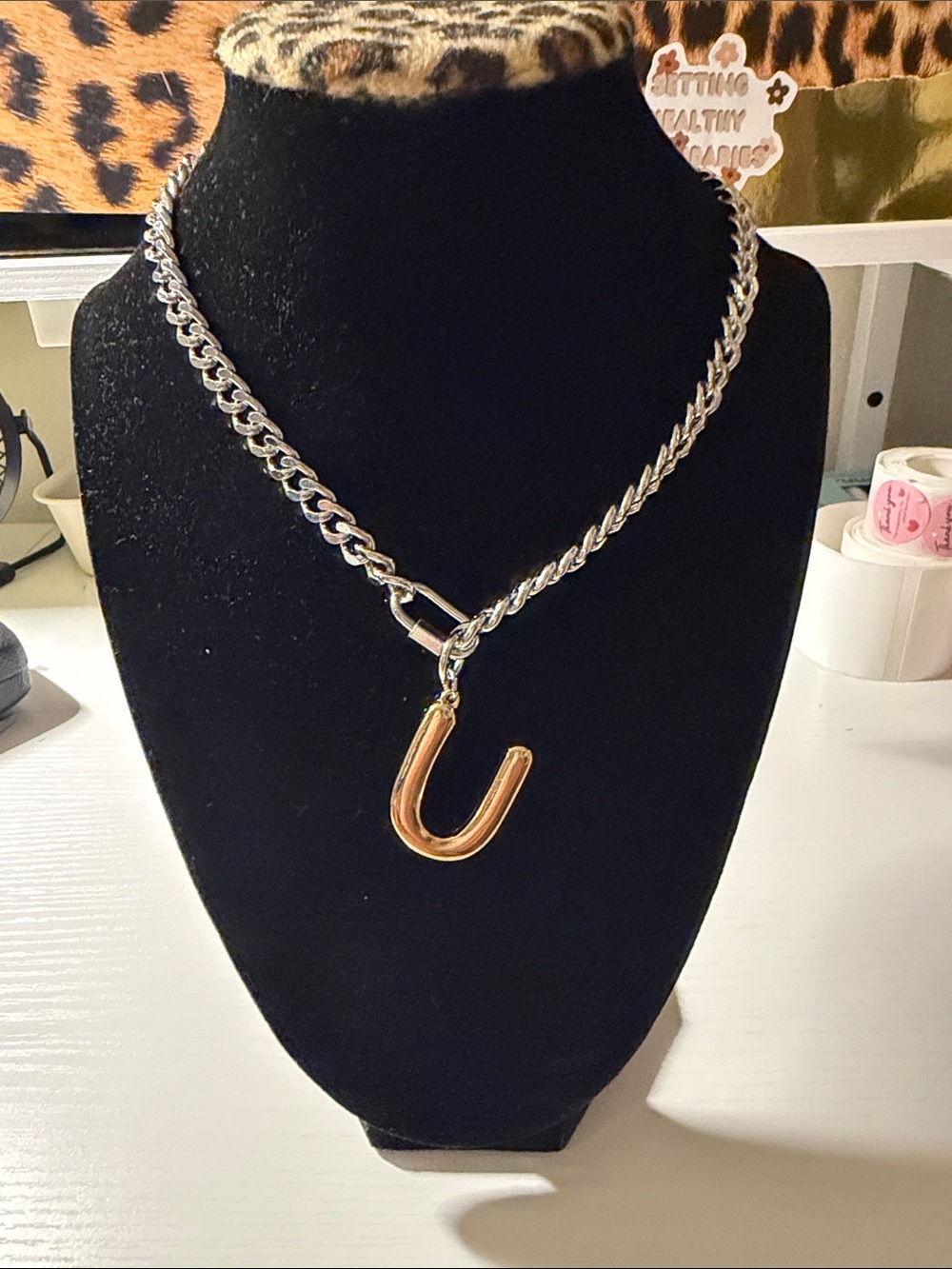 No Boundaries Two-Tone Chain Necklace with Gold U Pendant